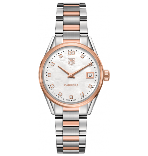 TAG Heuer Carrera Lady Quartz 32 Stainless Steel / Rose Gold / MOP - Diamond / Bracelet